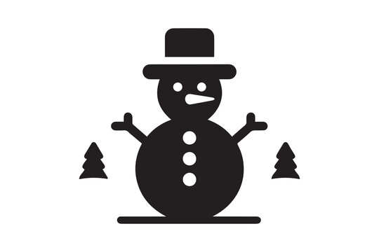 recommend clip art: winter snowman Christmas character icon Xmas Snowman vector silhouette