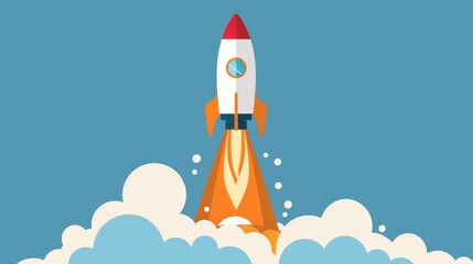 A vibrant illustration of a rocket launching into the sky, symbolizing adventure, exploration, and innovation.