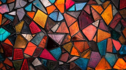 Vibrant 3D Tiled Mosaic Pattern with Geometric Shapes