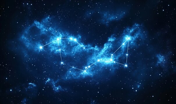 Image of sagittarius star sign with glowing stars, Generative AI