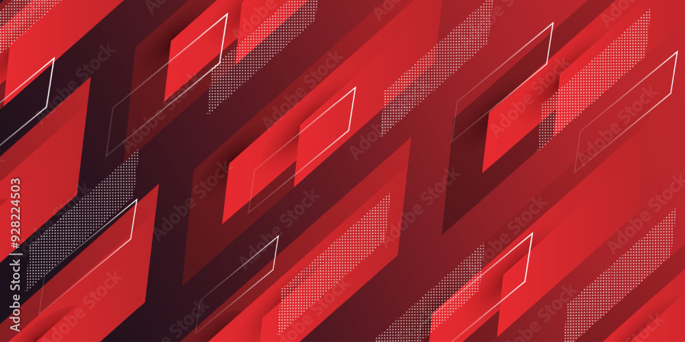 Wall mural modern abstract red background with 3d square. red modern decorative stylish wave banner vector. col
