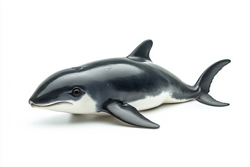 Black and White Dolphin with Open Mouth and One Eye Visible