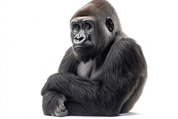 Fototapeta premium A Close-Up Portrait of a Sitting Gorilla