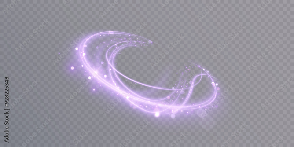Aufkleber the effect of a spiral arc of bright glow in lilac-violet tones. the effect of shining magical lines