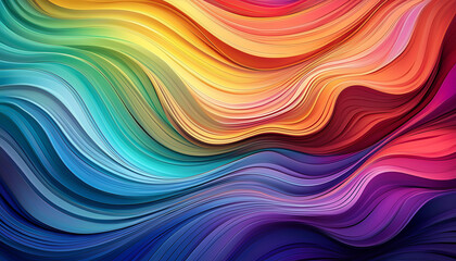 Obraz premium Abstract vibrant colorful wavy line pattern on a black background, creating a dynamic and energetic visual effect with flowing curves and contrasting hues