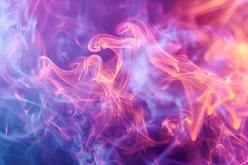 Abstract colorful smoke background. Abstract color fog, liquid and ink texture. Vape wallpaper, copy space for text or design, Abstract blue, mint, purple background interlaced smoke glitch torque
