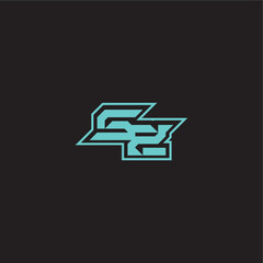 dynamic gaming monogram logo sporty and bold concept SZ blue esport letter