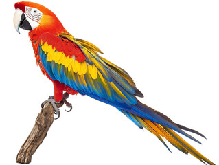 Fototapeta premium Vibrant macaw perched on transparent background