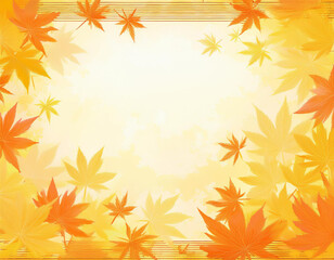 Fototapeta premium 紅葉のイラスト背景フレーム Generative AI