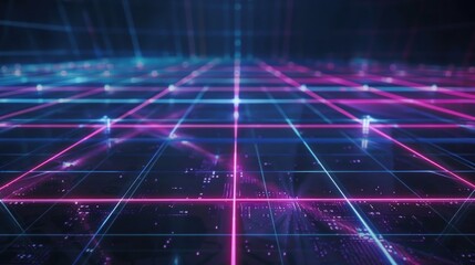 Obraz premium Neon Grid Abstract Background