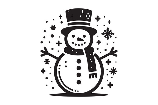 recommend clip art: winter snowman Christmas character icon Xmas Snowman vector silhouette