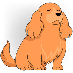 thick orange furred dog with innocent facial expression