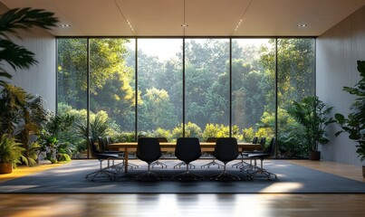 conference room, office room, office with windows, Zoom Virtual Background, large office large windows, Generative AI