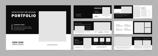 Landscape Architects Portfolio Booklet template, Black and White Portfolio Layout