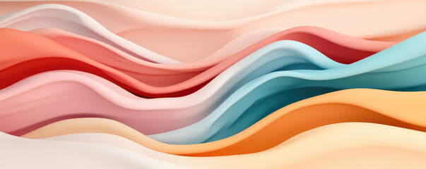 Fototapeta premium Flowing Color Waves, a harmonious blend of soft tones in undulating patterns, creating a sense of depth and tranquility in a fluid abstract landscape.
