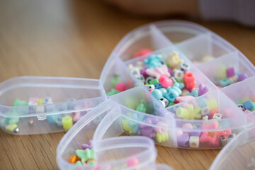 A Vibrant and Colorful Bead Organizer Featuring a Wide Assortment of Craft Beads