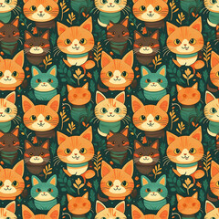 pattern with funny cats