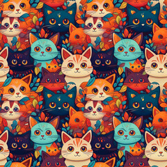 pattern with funny cats