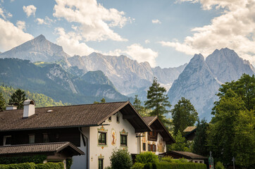 Garmisch-Partenkirchen in Bavaria, German ski resort and Towns in Bavaria, Germany