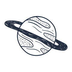 Hand drawn planet illustration on white background