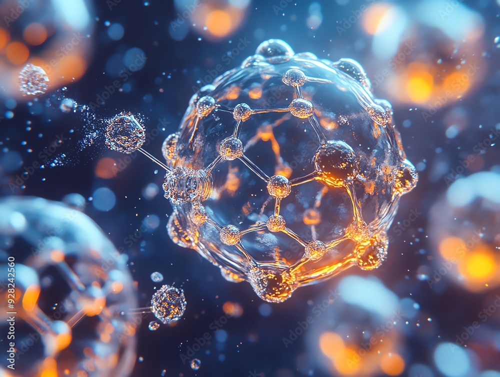Poster Abstract Molecular Structure with Bokeh Background.