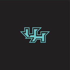 sporty and bold concept UH dynamic gaming monogram logo letter blue esport