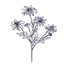 Flat design simple flower outline isolated on white background