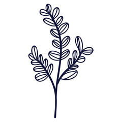 Hand drawn flower and leaf illustration isolated on white background