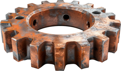background removed transparent PNG of a metal steel spur gear for power transmission, used in mechanical engineering