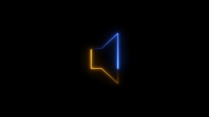 Animation of bright neon sound speaker icon background.