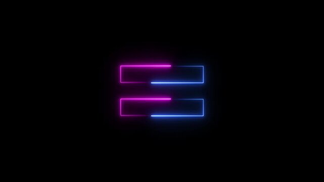 Abstract neon equal icon business animation background.