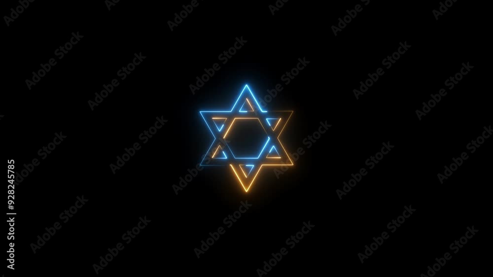 Wall mural abstract glowing neon star frame loading animation background 4k video.