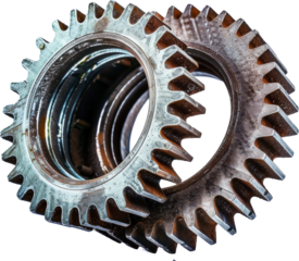 background removed transparent PNG of a metal steel spur gear for power transmission, used in mechanical engineering