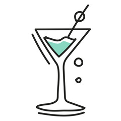 Cocktail in doodle style isolated on white background