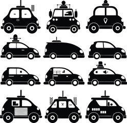 Cars Artistic Silhouette Elements in Black