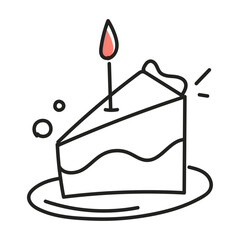 Hand drawn birthday cake outline illustration