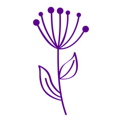 Hand drawn flat design simple flower outline isolated illustration on a white background