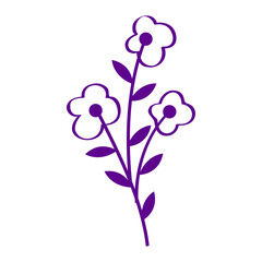 Hand drawn flat design simple flower outline isolated illustration on a white