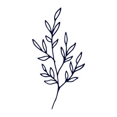 Hand drawn flat design simple flower outline on white background