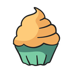 Sweet cupcake purple delicious icon on white