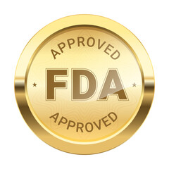 FDA Aprroved label, Food And Drug Administration Gold Round Circle sticker Badge with stars for use to your product, realistic Golden Medal coin for your business