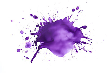 Purple watercolor splatter stain isolated on white background