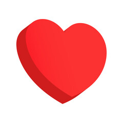 Red heart icon Isometric on white background