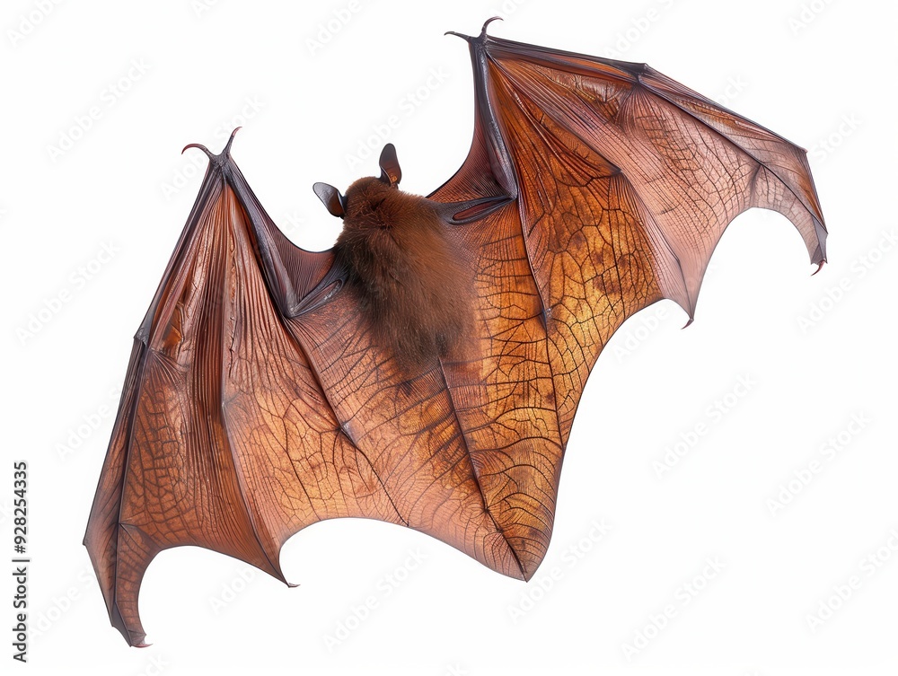 Wall mural Bat Wings. Close-Up of Brown Bat Wings Isolated on White Background