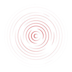 Concentric ripple circles line. Radial signal, sonar wave, soundwave icon isolated on white background. Touch effec. Round circular signal