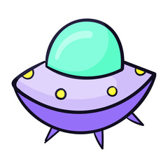 hand drawn Flying saucer icon illustration