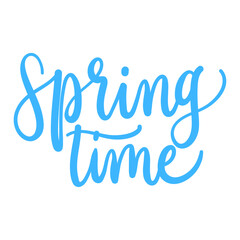 Fototapeta premium Hello spring typography with colorful decoration on white