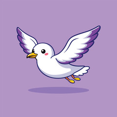 cut gull bird flying cartoon vector icon illustration