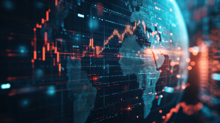 Fototapeta premium Globe in the concept of global economic network, connectivity in the digital age.