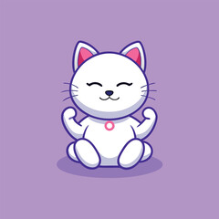 cute cat yoga vector icon illustration